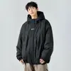 Jaqueta Corta-vento Casual Versátil Preta Pura para Todas as Estações Masculina Tendência Versátil Solta Versátil Casaco Top