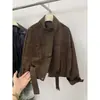 Chaqueta corta de gamuza de alta gama europea de corte holgado para mujer, nuevo modelo otoño 2026, chaqueta biker petite