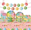 Suministros para Fiesta de Pascua Feliz Pascua Platos de Papel y Servilletas Colorido Conejito de Pascua Huevo Juego de Vajilla Primavera
