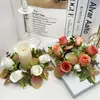 Guirlanda de Castiçal Rosa de Outono Transfronteiriça Decoração Romântica de Mesa Ornamentos de Velas para Jantar na Véspera de Natal Guirlanda