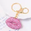 Chaveiro Argola Lábios de Argila com Strass Dupla Face Atacado de Pequenos Produtos Yiwu Cordão de Couro em Formato de Coração Lábios Vermelhos Pequeno Presente