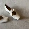 Zapatos Planos de Ballet de Piel de Oveja de 5 cm de Tacón Oculto, Punta Cuadrada, Nariz de Cerdo, con Cordones Franceses, Versátiles Zapatos Mary Jane para Mujer