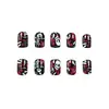 Artículo de moda de comercio exterior 24 piezas arte de uñas Halloween estilo gótico oscuro flores rojas calavera uñas cortas cuadradas ponibles venta al por mayor