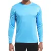 Camiseta Esportiva Masculina Amazon Transfronteiriça Secagem Rápida Gola Redonda Cor Lisa Respirável Absorvente de Umidade Piquet Manga Longa