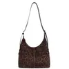 Moda Retrô Feminina Camurça Outono Inverno Bolsa Diária de Ombro Único Veludo Transversal de Ombro Novo 2026 Bolsa de Mão com Estampa de Leopardo