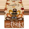 Venda Quente Transfronteiriça Caminho de Mesa de Ação de Graças Folha de Bordo Abóbora Impressão Digital Decoração de Mesa para Sala de Estar Mesa de Jantar Festa Caminho de Mesa