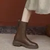 2026 Nuevas Botas Martin de Piel Suave con Cremallera Trasera para Mujer Otoño Pequeñas con Aumento Interno de Altura Suela Gruesa Tacón Grueso Adelgazantes Zapatos de Moda