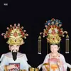 Estatua Divina de Anciana Negra Hu Sanyei Taonai Corona de Fénix Abuela de Taishan Niangniang Guanyin Estatua de Buda Tocado Corona de Cabeza Sombrero