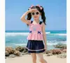 Tecido de Poliéster Roupa de Banho Infantil Moda Meninas Princesa Fofa Confortável Roupa de Banho para Crianças de Meia-idade e Grandes Roupa de Banho de Verão para Praia