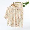 Pijama de Verano para Mujer, Doble Capa de Crepé de Algodón Puro, Cuello Redondo, Mangas Cortas, Pantalones Cortos, Ropa de Casa, Corte Holgado, Conjunto Talla Plus