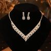 Nuevos y exquisitos accesorios de boda para novias, conjunto de collar y pendientes con perlas y diamantes de imitación, sencillos y combinables, conjunto de cadena de dos piezas