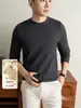 Suéter de punto para hombre yingao, cuello redondo, manga larga, suéter jacquard de otoño e invierno, camisa base estampada casual de negocios para hombre