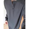 Camisa Henry con diseño de gofres, camiseta de manga larga para hombre, suéter oversize de primavera y otoño, top retro con cuello en V estilo americano