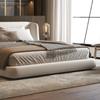 Cama minimalista de lujo ligero estilo italiano de cuero genuino para departamento pequeño, dormitorio principal, cama moderna minimalista, Muebles de Foshan, cama nupcial con canapé alto 1.8*2