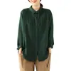Camisa de Lino Suelta para Mujer, Estilo Nuevo Primavera 2026, con Bordado, Mangas Largas, Diseño de Cuello Camisero, Top Delgado de Algodón y Lino