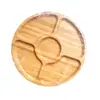 Bandeja redonda de bambu com cinco compartimentos bandeja de madeira prato para dim sum prato para bife e pizza prato de jantar prato de frutas bambu moderno minimalista