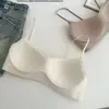 8393 # Lencería sin costuras de escote ultra bajo para mujer, estampado de leopardo, espalda en U profunda, deseo puro, tirantes finos, sujetador con copa fija, espalda hermosa