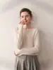 Suéter de Cashmere, Suéter Feminino Básico, Novo Quente Cintura Marcada Gola Redonda Decote Baixo Malha Pronta