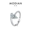 MODIAN MODIAN S925 Sterling Silver Advanced Sense Niche Design Irregular Lines Geometric Drops Anel de diamante para mulheres