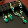 Aretes Colgantes Collar con Colgante de Gota de Agua con Pedrería Trabajo Pesado Exquisito Lujo Cadena para Clavícula Conjunto para Vestido de Banquete Venta al por Mayor Directa de Fábrica
