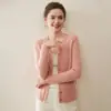 Cárdigan de terciopelo para bebé 100% cachemira pura para mujer, suéter de punto acanalado con cuello en V, chaqueta de punto holgada, prenda exterior base adelgazante