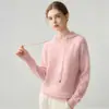 Suéter de Cashmere com Capuz para Bebê Estilo Simples para Mulheres Pulôver Tricô Cordão com Capuz Camada Base Casual de Tricô Solto Moletom