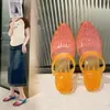 Zapatos de Cristal Coreanos, Sandalias Coloridas, Zapatos de Cristal Transparentes, Sandalias de Color Degradado, Medias Zapatillas de Plástico, Zapatos de Playa Antideslizantes