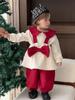 Roupa de Natal Infantil, Roupa Infantil Bonita de Outono e Inverno Estilo Coreano, Roupa de Bebê, Estilo Natalino Espesso, Conjuntos de Veludo para Meninas, Tendência