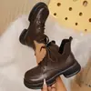 Botas Martin Casuales, Comercio Transfronterizo, Talla Grande, Nuevo Modelo Otoño/Invierno 2025, Punta Redonda, Suela Gruesa, Corte en V, Botines con Cordones