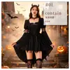 Disfraz de Bruja de Halloween, Vestido Negro Gótico Europeo y Americano, Atuendo para Actuación en Escenario, Disfraz de Sombrero de Bruja del Bosque