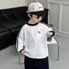 Camiseta de Segunda Pele para Meninos, Camiseta de Manga Longa para Primavera e Outono, Novo Estilo 26, Estilo Coreano Descolado, Roupa de Primavera para Menininho, Moletom Gola Redonda