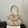 Bolsa de ombro tipo tote de poá estilo coreano 202 nova, com 6 pregas, de tecido macio, grande capacidade, para estudantes e pessoas que vão para o trabalho