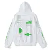Comércio exterior transfronteiriço fora do suéter ow marca de moda clássico rosa flor de pêssego com capuz pulôver branco casaco de veludo de manga comprida