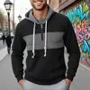 Ropa para Hombre Talla Europea Amazon Sudadera de Primavera y Otoño Nueva para Hombre con Bloques de Color Cuadros Sudadera con Capucha Top Deportivo Casual