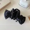 Pinza para el pelo con lazo de volantes de lunares elegante estilo coreano, pasador de alta gama para recogidos, dulce accesorio para el cabello para mujer