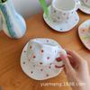 Taza de Cerámica Pintada a Mano Taza de Leche Color Bajo Esmalte Juego de Taza y Platillo Navideño Taza de Agua Taza Estilo Ins Taza de Té