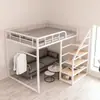 Bunk superior ático ahorra doble capa pequeño apartamento tipo apartamento pequeño funcional dos capas dúplex cama cama arte hierro cama alto marco hierro espacio alto bajo