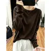 Camiseta Básica com Ombro Normal, Gola Redonda, Manga Longa para Mulher, Moda Versátil, Elegante, Top Espesso, Camada Interna, Camada Base, Outono, Tendência
