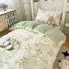 Ropa de Cama de Tres Piezas 100% Algodón para Dormitorio de Estudiantes Sábana de Algodón Puro Funda Nórdica Funda Nórdica Individual de Algodón Faldón de Cama Estilo Nuevo