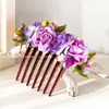 Pente de Cabelo com Flor de Rosa Doce e Realista com um Toque de Luxo, Acessório de Cabelo para Penteados de Noiva, Grampo de Cabelo para Mulheres, Elegante