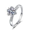 Anel de moissanite de simulação ao vivo vermelho de mão rápida transfronteiriça net 1 quilate seis garras anel de casamento fábrica atacado