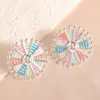 Diseño de moda transfronterizo europeo y americano, metálicos, brillantes, aretes plegables, aretes geométricos de pétalos vintage para mujer
