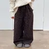 [Artículo en Liquidación] Pantalones Largos Casuales de Moda de Invierno para Niñas con Forro de Felpa Pantalones Cálidos Únicos para Niños de Pierna Recta con Estampado de Leopardo