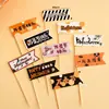 Decoración de Pastel de Halloween Arcilla Suave Figura Linda de Fantasma Ojos Chistosos Perlas de Azúcar Velas de Halloween Toppers Inserts