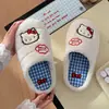 Chinelos de Algodão Autênticos de Gato Hello Kitty, Chinelos de Casa Confortáveis e Modernos para Inverno para Mulheres, Sapatos Quentes para Maternidade, Sapatos de Algodão