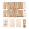Etiqueta de madera transfronteriza de 52 x 34 mm, hecha a mano, para bricolaje, colgante navideño, decoración con cuerda de cáñamo