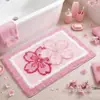 Alfombra linda con forma de lazo de cachemir sintético para uso doméstico en el dormitorio, antideslizante y resistente a la suciedad, alfombrilla de baño suave y absorbente