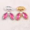 Moca Proteína Ojo de Caballo Borde Garra Diamante Cristal Hebilla Cristales de Colores Vidrio de Cristal DIY Accesorios para Vestido de Novia Piedra Cosida a Mano