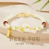 Pulsera de Plata de Ley S925 con Hebilla de Flor de Loto de la Paz 'Good Luck Lotus' para Mujer, Nuevo Estilo Chino, Pulsera de Jade Hetian, Regalo de Cumpleaños