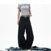 Chegada Nova Outono 2026 Casual Americano Calça Branca de Lâmina Curva Unissex Cor Sólida Solta Jeans Caimento Leve Calça Longa Tendência